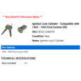 thumbnail image 2 of Ignition Lock Cylinder - Compatible with 1965 - 1969 Ford Custom 500 1966 1967 1968, 2 of 2