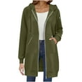 thumbnail image 2 of Fall/Winter Saving! HVOBTTY Women's Long Outerwear Jacket, Winter Coats for Women, Women's Casual Comfortable Solid Color Long Sleeve Hooded Outerwear Jacket Everyday Wear Army Green, XL, 2 of 4