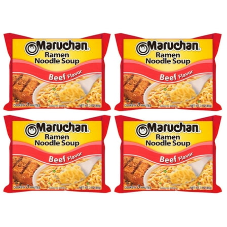 Maruchan Ramen Noodle Beef Flavor Soup, 3 oz- 4 pack