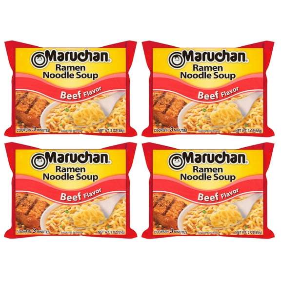 Maruchan Ramen Noodle Beef Flavor Soup, 3 oz- 4 pack