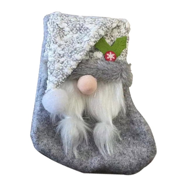 Fiudx Bolsa para Calcetines Navideños, Diseño de Gorro de Lentejuelas, Fibra Acrílica, Ideal para Regalar En Navidad, Decoración para Árboles y Eventos, Accesorio para Fiestas, 16 X 13 Cm.