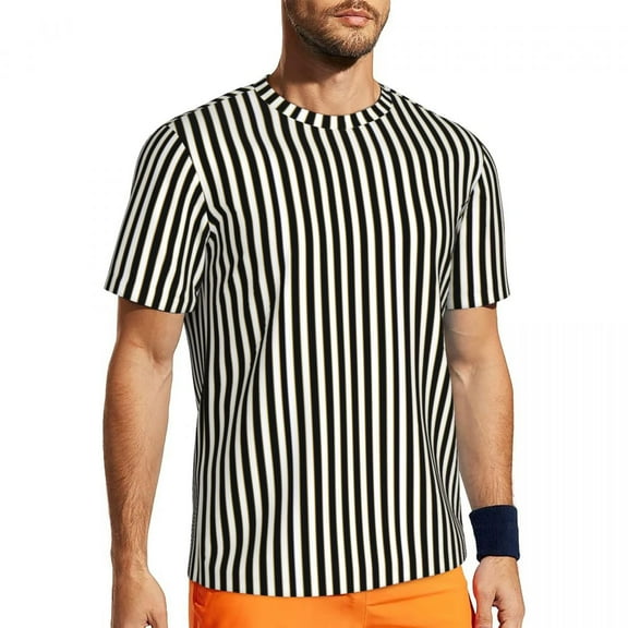 Vertical Striped T Shirt Men Black White Lines Gym T-Shirts Comfortable Beach Trendy Coo