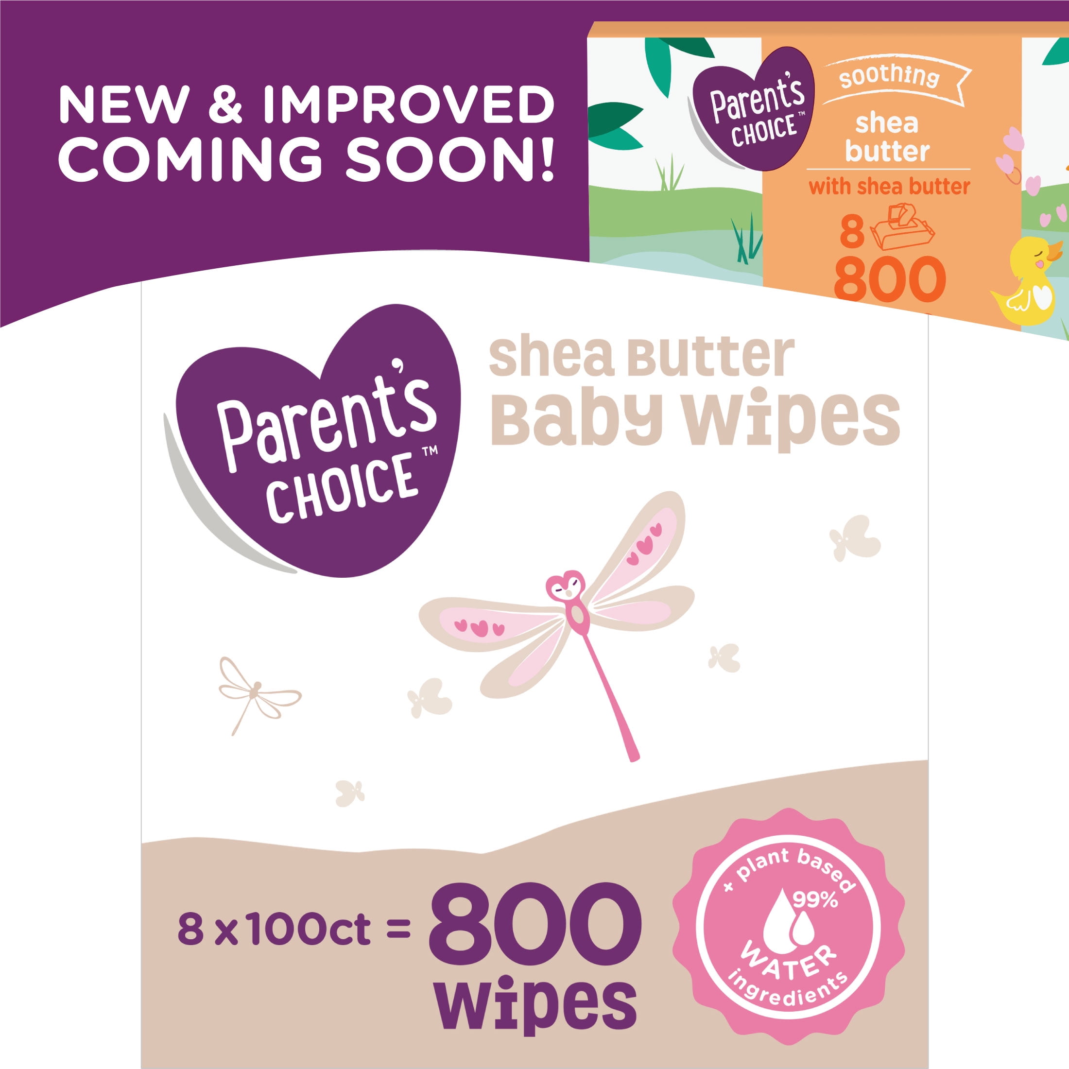 Parent's Choice Shea Butter Baby Wipes, 8 Packs of 100 (800 Count
