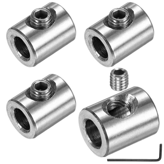 Uxcell 4-Pack Wire Rope Cable Clamp, 5mm Hole 304 Stainless Steel Single Holes Lock Clip with Hexagon Screws Spanner