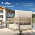 thumbnail image 5 of Summit Living 5-Piece Metal Outdoor Patio Furniture Set with Swivel Chairs, Wood-Grain Outdoor Patio Conversation Set for 5 People, Modern Curved Back Sofa Set, 5 of 11