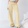 thumbnail image 6 of BiZtdJrK Womens Wide Leg Sweatpants Baggy Drawstring Open Bottom Joggers Solid Color Casual Waist Trousers Loungewear, Beige, S, 6 of 10