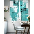 thumbnail image 3 of Turquoise Pink Sheer Curtains 72 Inch Length 2 Panels Set, Modern Abstract Art Botanical Voile Window Treatment Rod Pocket Curtains Sheers Drapes for Bedroom/Living Room/Kitchen 52"x72"x2, 3 of 7