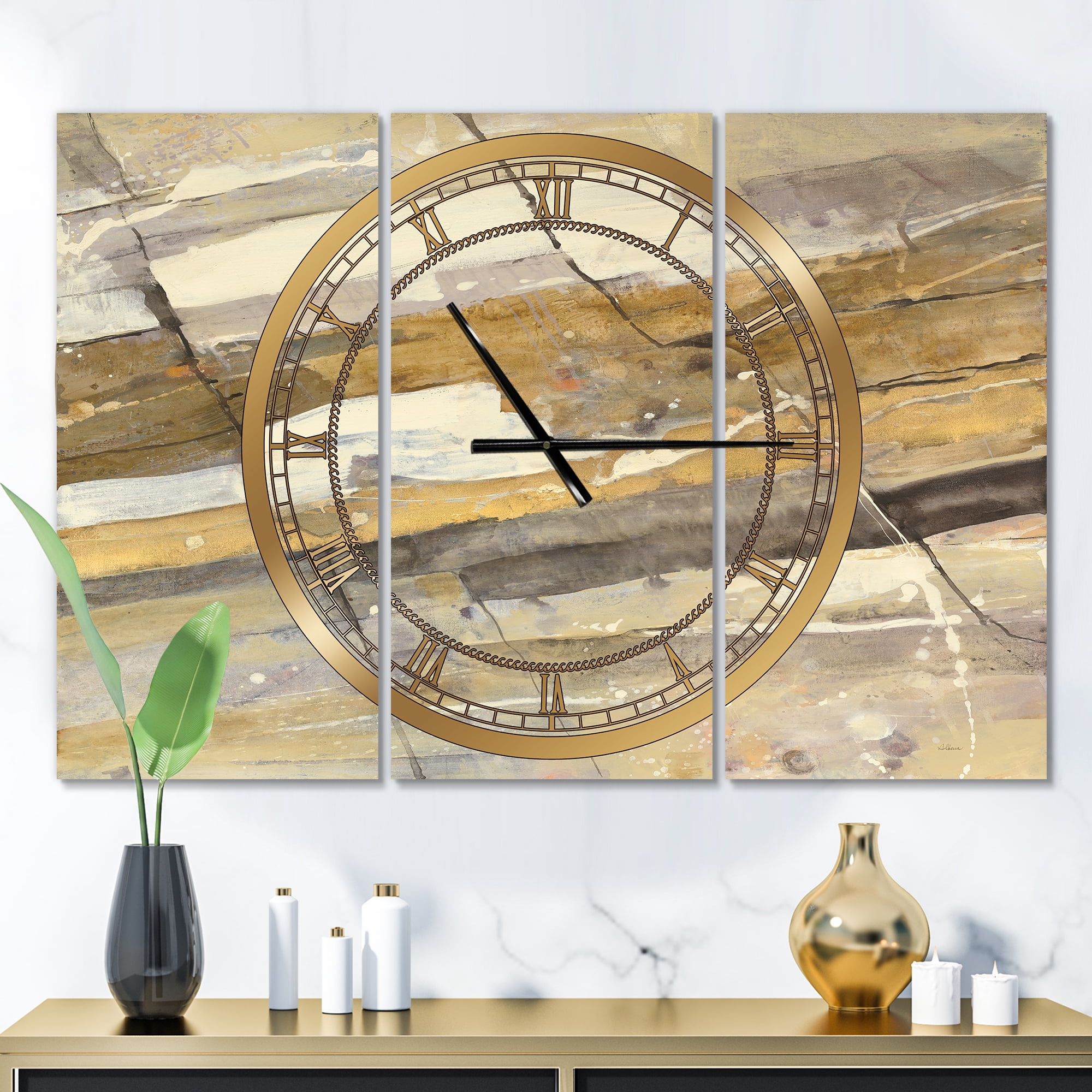 Designart 'Fire and Ice Minerals V' Modern Wall Clock