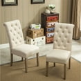 thumbnail image 3 of Solid Wood Button - Tufted Dining Chairs, Set of 2, Tan Color / Facilitate Comfortable Dining, 3 of 4