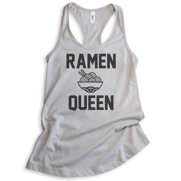 Ramen Queen Tank Top, Ladies Racerback Tank Top, Ramen Tank, Silver Gray, Small