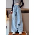 thumbnail image 4 of Girls Baggy Jeans High Waisted Cool Ripped Straight Leg Summer Clothes for Teen Girls Age 5-14 Years, 4 of 5