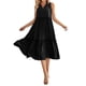 thumbnail image 3 of Lucakuins Mujer Verano A-line Midi Vestido Casual Color sólido Con cuello en V Volantes Sin mangas Suelto Vestido de playa de vacaciones Lucakuins  moda, 3 of 9