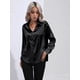 thumbnail image 4 of Blusa de mujer de satén de seda con cuello en V, elegante camisa holgada de manga larga, 4 of 6