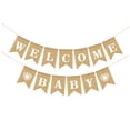 thumbnail image 4 of HINTRMENT 1Set Linen Welcome Baby Girl Banner Khaki Heart Shape Swallowtail For Indoor Outdoor Decoration 16x0.05in, 4 of 8