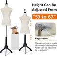 thumbnail image 3 of YRLLENSDAN 59-67 Inch Mannequin Body Dress Mannequin with Stand Height Adjustable Sewing Mannequin Female Mannequin Full Body Dress Forms Dress Form Mannequin for Sewing Mannequin Torso Female, Beige, 3 of 7