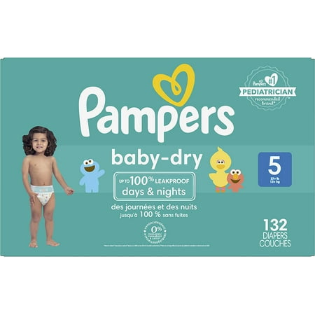 Diapers Size 5 - Pampers Baby Dry Disposable Baby Diapers, 132 Count