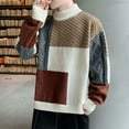 thumbnail image 5 of SWSMCLT Men's Long Sleeve Pullover Sweater Cozy Mock Neck Knitwear Soft Top Knitted Fashion Crewneck Holiday Casual Beige Medium, 5 of 5