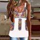 thumbnail image 2 of Moda mujer verano estampado ahueca hacia fuera sin mangas con cuello en V chaleco Camis blusa Tops Fridja qr611, 2 of 5