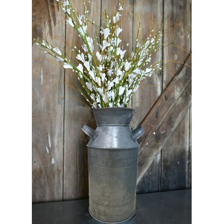 

Htoonney Countryside Galvanized Metal Milk Can Shape Pitcher; Gray