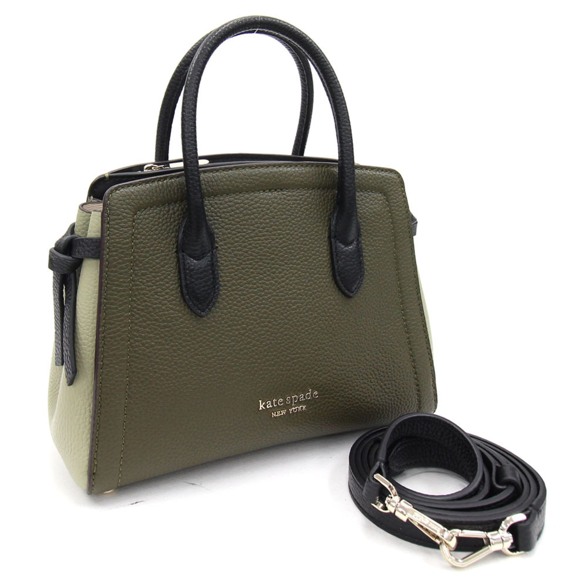Authenticated Used Kate Spade Handbag Knot Color Block Mini Satchel K4381  Dark Green Black Leather Shoulder Bag Tote Ladies Crossbody kate spade -  