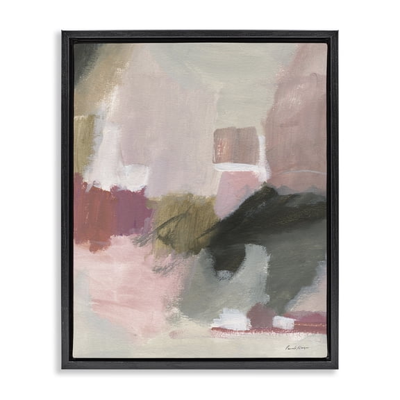 Stupell Industries Transitional Blush Tones Abstraction Black Floating Frame Canvas Art, 17 x 21, by Pamela Munger