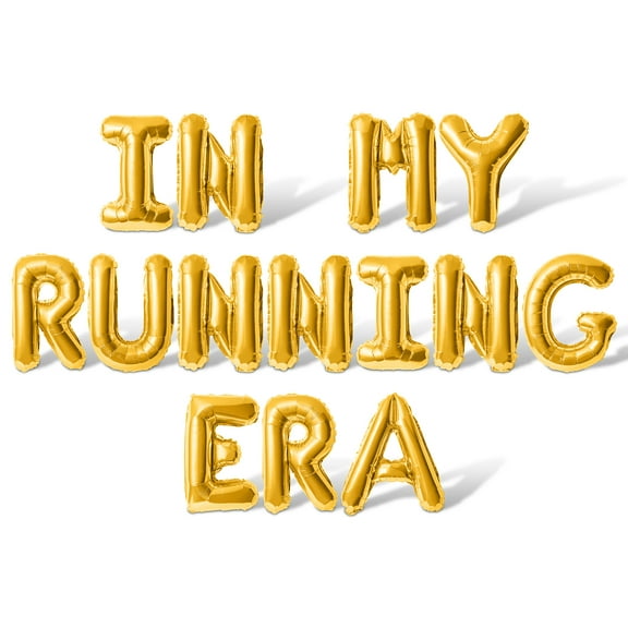 Letter Balloons - IN MY RUNNING ERA 16" Inch Alphabet Letters Foil Mylar Balloon Running Themed Birthday Party Banner (Gold)