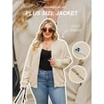 thumbnail image 3 of NAYTOAO Women's Plus Size Jacket: Full‑Zip Long Sleeve Knit Bomber Jacket, Casual Lightweight Streetwear with Pockets for All‑Season Wear, 3 of 7
