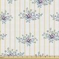 thumbnail image 1 of Classic Upholstery Fabric by the Yard, Bridal Rose Bouquets Flowers Motif on Stripes Wedding Theme Backdrop, Decorative Fabric for DIY and Home Accents, 2 Yards, Violet Blue Pink White by Ambesonne, 1 of 4