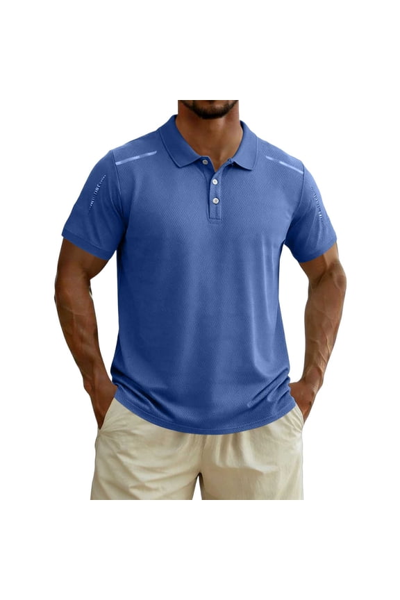 Tank Tops Men 3 Button Collared Quick Dry Mesh Polo Shirts, Breathable Short Sleeve Athletic Tops for Golf Sports, Gym Workout, Summer Casual Daily & Outdoor Walking Wear Blue,5XL