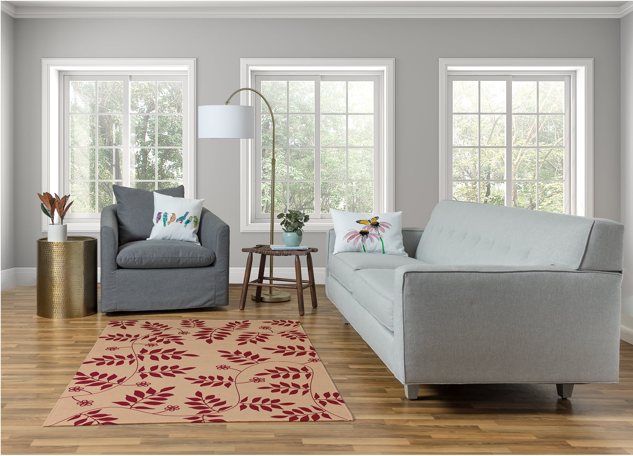 Simply Daisy 4' x 6' Red Fern Fronds Rug