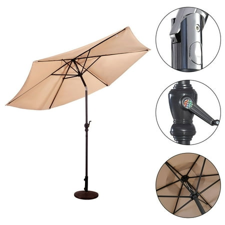 Costway 10ft Patio Umbrella 6 Ribs Market Steel Tilt W Crank Costway 10ft Patio Umbrella 6 Ribs Market Steel Tilt W Crank Outdoor Garden Beige