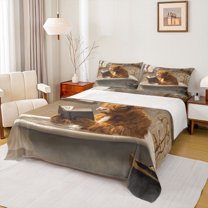 Homewish Highland Cow 4 Pieces Queen Sheet Sets for Teens Boys Girls,Rustic Farmhouse Ultra Soft Flat Sheet,Lodge Cabin Queen Fitted Sheet,Lightweight Room Decor