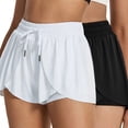 thumbnail image 4 of Women's 2 in 1 Running Shorts High-Split Athletic Short High Waisted 3" Liner Workout Gym Short with Pockets, 4 of 10