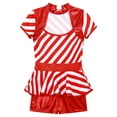 thumbnail image 4 of iiniim Kids Girls Candy Cane Christmas Costume Stripes Print One Piece Bodysuit Ballet Dance Gymnastic Leotard Biketard, 4 of 7