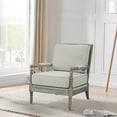 thumbnail image 6 of Benzara San 39" Upholstered Fabric & Wood Accent Chair in Beige and Gray Oak, 6 of 6