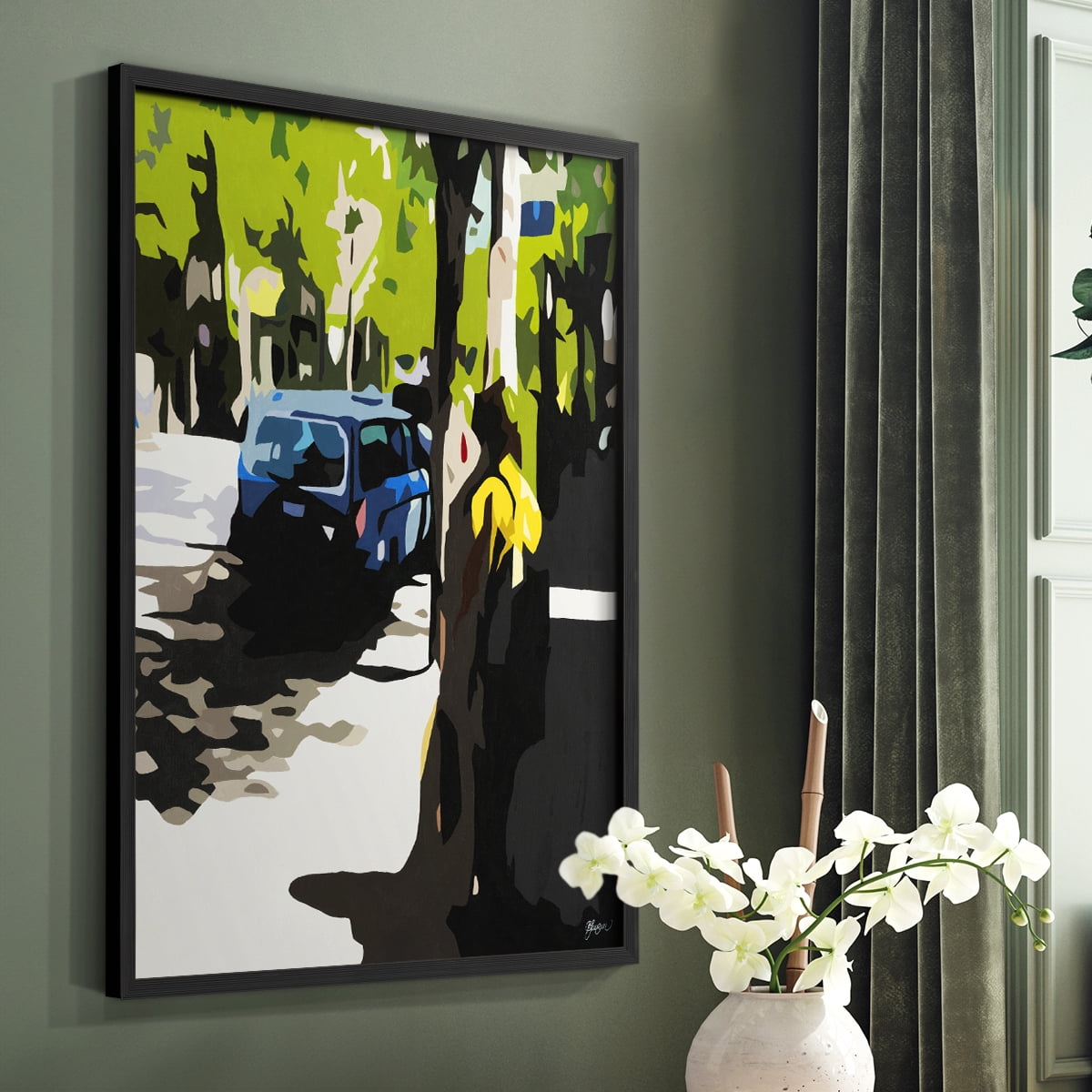 A Volvo in Ballard in Paper Solid Wood 8 x 10 Framed Print