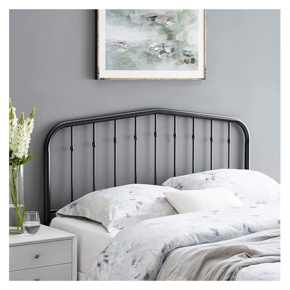 Lennon Modern Farmhouse Metal Twin Headboard in Black