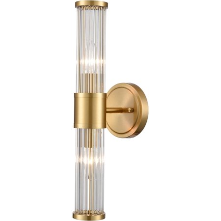 

Mid-Century Wall Sconces Brass Glass Rod Wall Light 2-Light Vanity Wall Lights Fixtures for Bedroom Hallway Living Room