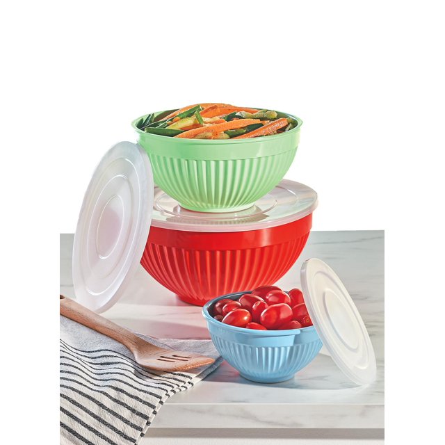 Set of 3 Melamine Mixing Bowls with Lids
