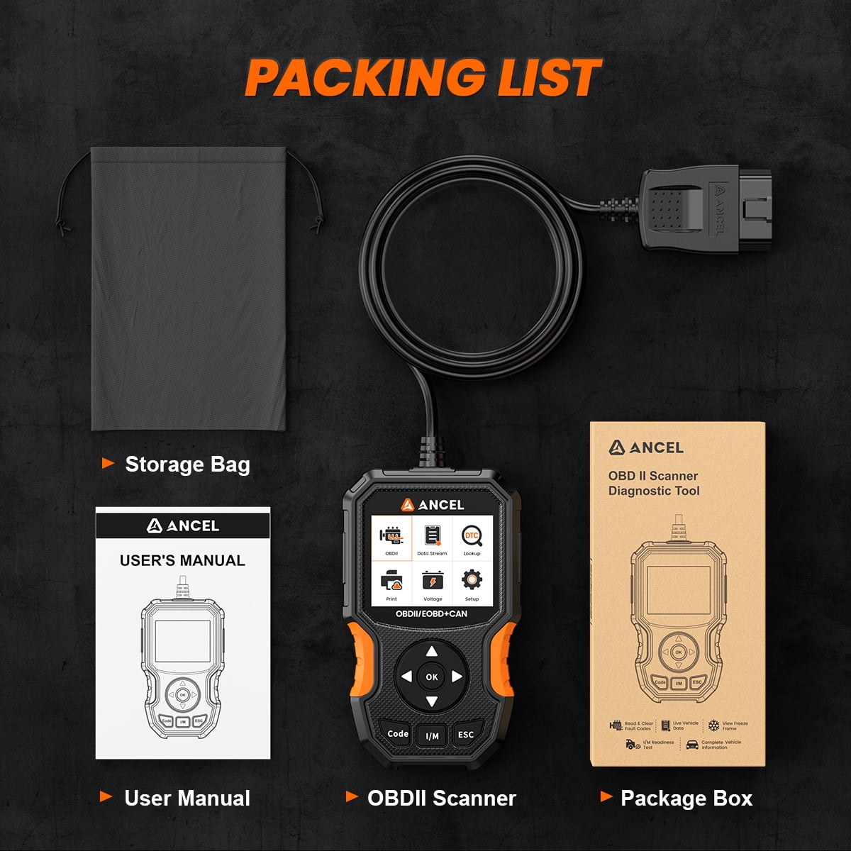 ANCEL AS300 OBD2 Scanner Car Code Reader, Full OBDII Diagnostic Tool with Cloud Printing, DTC Lookup, I/M Readiness, Battery Voltage Test, Live Data, Smog Check, 11 Languages, Lifetime Free Updates