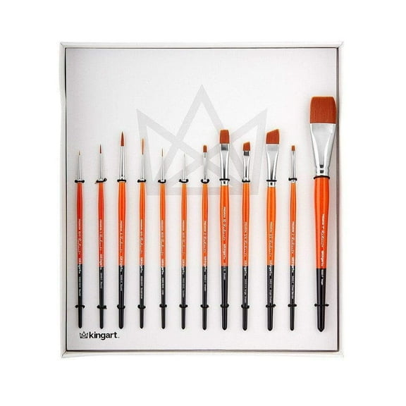 KINGART Radiant Series, Premium Golden Synthetic Brushes, Set of 12