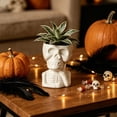 thumbnail image 7 of Ceramic Skull Planters, White Skeleton Bust Flower Pots, Halloween Tabletop Decor for Small Plants, 7 of 7