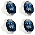 thumbnail image 2 of 4 Pcs Wolf Knobs for Kitchen Cabinet Cupboard Dresser Bookcase Drawer Pulls Handles Round Home Decor, 2 of 8