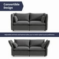 thumbnail image 3 of ZAFLY Living Room Sofa Set, Loveseat Sofa with Pillows, Upholstered Couch with Adjustable Armrests and Backrest, Modern Linen Minimalist Sleeper Sofas and Couches - Dark Grey, 3 of 9