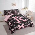 thumbnail image 2 of Erosebridal Ribbon Bow Knot R Personalized Initial Twin Bedding Sets 7-Piece,Black Pink Bow Tie Bedding Comforter Set,Pink Reversible,Microfiber Bedroom Decor, 2 of 6