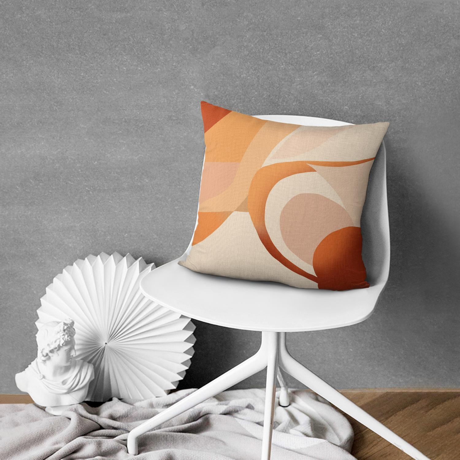Abstract Boho Orange Mordern Decor Throw Pillow Covers 18"x18", Set Of 4, Linen Study Sofa Cushion Cover Indoor Living Room Home Decor