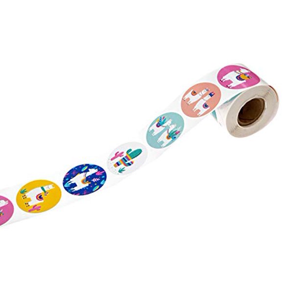 Llama Party Stickers / 250 Stickers per roll / 6 Colorful Alpaca Designs