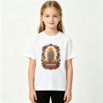 thumbnail image 2 of Virgin Mary Mom Girls Graphic Tee, Catholic Religious Flower 100% Cotton Kids Short Sleeve T-Shirt, 2 of 5