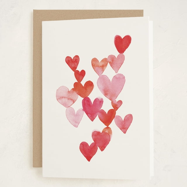 Tarjeta de felicitación Minted Love Is Around You con corazones en acuarela
