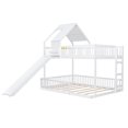thumbnail image 4 of Full XL over Queen Floor House Bunk Bed with Slide & Built in Ladder, Kids/Teens Wood Bed Frame with Bedside Small Bookshelf, 4 of 8